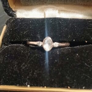 Sterling Silver Moonstone Oval Cabochon Ring in White